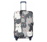 GDSHJKLW Housse de protection pour valise de voyage avec motif chat gris mignon et amusant - Housse de protection élastique lavable pour valise de 45,7 à 81,3 cm, Noir , L