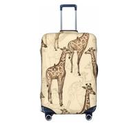 GDSHJKLW Housse de protection pour valise de voyage avec motif girafes dessinées à la main, lavable, élastique, anti-rayures, convient aux valises de 45,7 à 81,3 cm, Noir , M