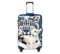 GDSHJKLW Housse de protection pour valise de voyage avec motif léopard des neiges aux yeux bleus - Housse de protection lavable et élastique anti-rayures - Convient aux valises de 45,7 à 81,3 cm, Noir