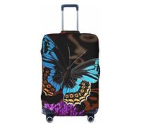 GDSHJKLW Housse de protection pour valise de voyage avec motif papillon sur une belle fleur lavable élastique anti-rayures pour valise de voyage pour valise de 45,7 à 81,3 cm, Noir , L