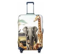 GDSHJKLW Housse de protection pour valise de voyage motif animal safari, lavable, élastique, anti-rayures, housse de protection pour valises de voyage de 45,7 à 81,3 cm, noir, M, Noir , M