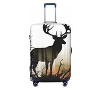 GDSHJKLW Housse de protection pour valise de voyage motif cerf, lavable, élastique, convient aux valises de 45,7 à 81,3 cm, Noir , S