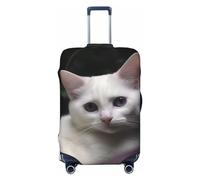 GDSHJKLW Housse de protection pour valise de voyage motif chat blanc lavable élastique anti-rayures pour valise de voyage pour valise de 45,7 à 81,3 cm, Noir, L