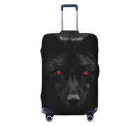 GDSHJKLW Housse de protection pour valise de voyage motif loup aux yeux rouges - Lavable - Élastique - Anti-rayures - Pour valises de 45,7 à 81,3 cm - Noir, Noir , S