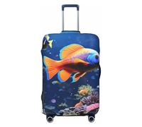 GDSHJKLW Housse de protection pour valise de voyage motif poissons, lavable, élastique, anti-rayures, convient aux valises de 45,7 à 81,3 cm, Noir , M