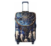 GDSHJKLW Housse de protection pour valise, motif attrape-rêves, blanche, élastique, lavable, anti-rayures, convient aux valises de 45,7 à 81,3 cm, Noir, L