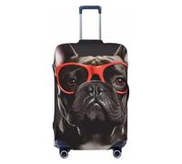 GDSHJKLW Housse de protection pour valise, motif bouledogue français, lavable, élastique, anti-rayures, convient aux valises de 45,7 à 81,3 cm, Noir , XL