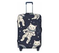 GDSHJKLW Housse de protection pour valise, motif chat astronaute, lavable, élastique, anti-rayures, convient aux valises de 45,7 à 81,3 cm, Noir , XL