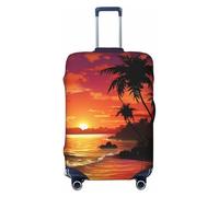 GDSHJKLW Housse de protection pour valise, motif coucher de soleil tropical, bord de mer, lavable, élastique, anti-rayures, grande valise de voyage, convient aux valises de 45,7 à 81,3 cm, Noir , L