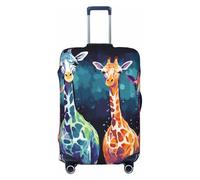 GDSHJKLW Housse de protection pour valises de 45,7 à 81,3 cm - Lavable - Élastique - Anti-rayures - Pour les fans de girafe colorée, Noir , M