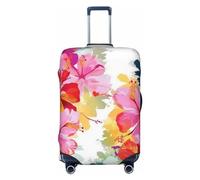 GDSHJKLW Housse de protection pour valises de voyage avec imprimé floral hawaïen, lavable, élastique, anti-rayures, convient aux valises de 45,7 à 81,3 cm, Noir , L
