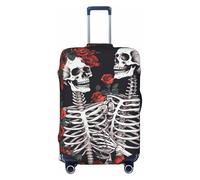 GDSHJKLW Housse de protection pour valises de voyage avec motif rose et squelette - Lavable - Élastique - Convient aux valises de 45,7 à 81,3 cm, Noir , S