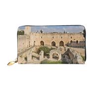 GDSHJKLW Israel At The Tower Of David Portefeuille en cuir avec fermeture éclair sur le pourtour de la pochette étanche pour cartes de crédit avec support de téléphone pour femme