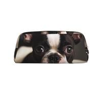 GDSHJKLW Jolie trousse à crayons en cuir de grande capacité avec fermeture éclair pour homme et femme - Trousse de toilette de voyage étanche à large ouverture