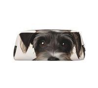 GDSHJKLW Jolie trousse à crayons en cuir de schnauzer de grande capacité avec fermeture éclair pour homme et femme - Trousse de toilette de voyage étanche à large ouverture