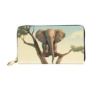 GDSHJKLW Little Elephant On Tree Portefeuille en cuir avec fermeture éclair sur le pourtour pour femme Porte-cartes de crédit avec support pour téléphone portable