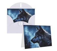 GDSHJKLW Lonely Wolf Carte de vœux vierge avec enveloppes 10,2 x 15,2 cm, cartes de remerciement, cartes de notes, cartes toutes occasions, cartes blanches pour Noël, vacances, anniversaire, remise de