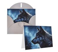 GDSHJKLW Lonely Wolf Carte de vœux vierge avec enveloppes 10,2 x 15,2 cm, cartes de remerciement, cartes de notes, cartes toutes occasions, cartes grises pour Noël, vacances, anniversaire, remise de