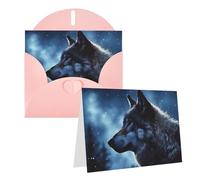 GDSHJKLW Lonely Wolf Carte de vœux vierge avec enveloppes 10,2 x 15,2 cm, cartes de remerciement, cartes de notes, cartes toutes occasions, cartes pour Noël, vacances, anniversaire, remise de diplôme