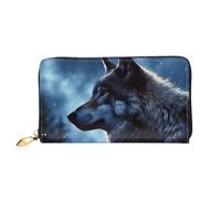 GDSHJKLW Lonely Wolf Portefeuille en cuir avec fermeture éclair sur le pourtour pour femme Porte-cartes de crédit avec support pour téléphone portable
