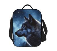 GDSHJKLW Lonely Wolf Sac à déjeuner isotherme réutilisable pour homme et femme avec bandoulière réglable pour bureau, travail, voyage, pique-nique, camping