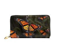GDSHJKLW Monarch Butterflies1 Portefeuille en cuir avec fermeture éclair sur le pourtour de l'embrayage Porte-monnaie étanche avec support pour téléphone portable
