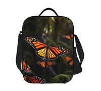 GDSHJKLW Monarch Butterflies1 Sac à déjeuner isotherme réutilisable pour homme et femme, sac fourre-tout étanche réutilisable avec bandoulière réglable pour bureau, travail, voyage, pique-nique