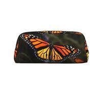 GDSHJKLW Monarch Butterflies1 Trousse à crayons en cuir de grande capacité avec fermeture éclair pour homme et femme - Trousse de toilette de voyage étanche à large ouverture pour pièces de monnaie