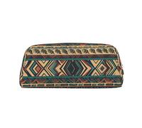 GDSHJKLW Native American1 Trousse à crayons en cuir de grande capacité avec fermeture éclair pour homme et femme Trousse de toilette étanche à large ouverture, doré, One Size