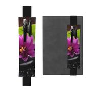 GDSHJKLW Porte-stylo amovible en cuir synthétique avec fleur violette avec pierre noire et bande élastique pour stylo, journal, crayons, fournitures de bureau, cadeau pour journaux, carnets,