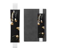 GDSHJKLW Porte-stylo avec bande élastique amovible en cuir synthétique doré et blanc avec motif papillons noirs pour journaux, cahiers, planificateurs