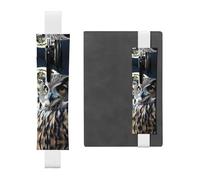 GDSHJKLW Porte-stylo avec bande élastique en cuir synthétique amovible Motif chouette et lune