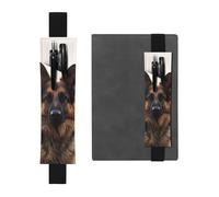 GDSHJKLW Porte-stylo en cuir PU amovible avec bande élastique en forme d'animal berger allemand pour stylo, journal, crayons, fournitures de bureau, cadeau pour journaux, cahiers, planificateurs, Noir