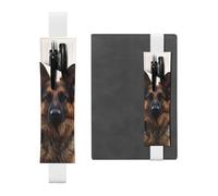GDSHJKLW Porte-stylo en cuir PU amovible avec bande élastique en forme d'animal berger allemand pour stylo, journal, crayons, fournitures de bureau, cadeau pour journaux, cahiers, planificateurs,
