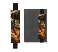 GDSHJKLW Porte-stylo en cuir PU amovible avec bande élastique motif dragon chinois de feu, étui à crayons, fournitures de bureau, cadeau pour journaux, carnets, planificateurs