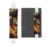 GDSHJKLW Porte-stylo en cuir PU amovible avec bande élastique motif dragon chinois de feu, étui à crayons, fournitures de bureau, cadeau pour journaux, carnets, planificateurs