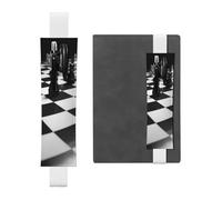 GDSHJKLW Porte-stylo en cuir PU amovible motif damier noir et blanc d'échecs avec bande élastique pour stylo, journal intime, crayons, fournitures de bureau, cadeau pour journaux, cahiers,