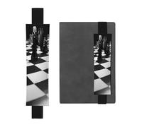 GDSHJKLW Porte-stylo en cuir PU amovible motif damier noir et blanc d'échecs avec bande élastique pour stylo, journal intime, crayons, fournitures de bureau, cadeau pour journaux, cahiers,