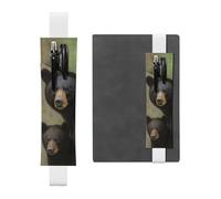 GDSHJKLW Porte-stylo en cuir synthétique amovible avec bande élastique pour mère et petit ours noir, blanc, Taille unique