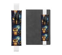 GDSHJKLW Porte-stylo en cuir synthétique amovible avec motif chouette et lune jaune - Fournitures de bureau - Cadeau pour journaux, carnets, planificateurs