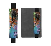 GDSHJKLW Porte-stylo en cuir synthétique amovible en forme de libellule peinte à la main avec bande élastique pour stylo, journal, crayons, fournitures de bureau, cadeau pour journaux, cahiers,