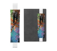 GDSHJKLW Porte-stylo en cuir synthétique amovible en forme de libellule peinte à la main avec bande élastique pour stylo, journal, crayons, fournitures de bureau, cadeau pour journaux, cahiers,