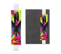 GDSHJKLW Porte-stylo en cuir synthétique avec bande élastique en forme de papillon coloré - Pochette à crayons - Fournitures de bureau - Cadeau pour journaux, carnets, planificateurs