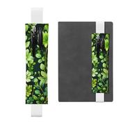 GDSHJKLW Porte-stylo en cuir synthétique avec bande élastique et motif floral vert amovible pour journaux, cahiers, planificateurs