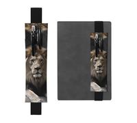 GDSHJKLW Porte-stylo en cuir synthétique avec bande élastique pour homme et femme, motif lions, pochette amovible, porte-crayons, fournitures de bureau, cadeau pour journaux, carnets, planificateurs