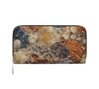 GDSHJKLW Portefeuille abstrait granit zippé autour du portefeuille en cuir synthétique pour téléphone, porte-cartes, organiseur pour femme, noir, taille unique, Noir , Taille unique