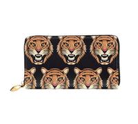 GDSHJKLW Portefeuille en cuir avec fermeture éclair sur le pourtour - Porte-cartes de crédit étanche avec support pour téléphone portable - Motif tête de tigre