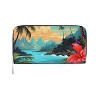GDSHJKLW Portefeuille Hello Hawaï avec fermeture éclair sur le pourtour en cuir synthétique pour téléphone, porte-cartes, organiseur pour femme, noir, taille unique, Noir , Taille unique