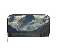 GDSHJKLW Portefeuille pour femme Alaska Mountains avec fermeture éclair sur le pourtour en cuir synthétique pour téléphone, porte-cartes, organiseur pour femme, noir, taille unique, Noir , Taille