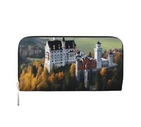 GDSHJKLW Portefeuille pour femme en cuir synthétique avec fermeture éclair autour du château de Neuschwanstein - Porte-carte - Noir - Taille unique, Noir , Taille unique